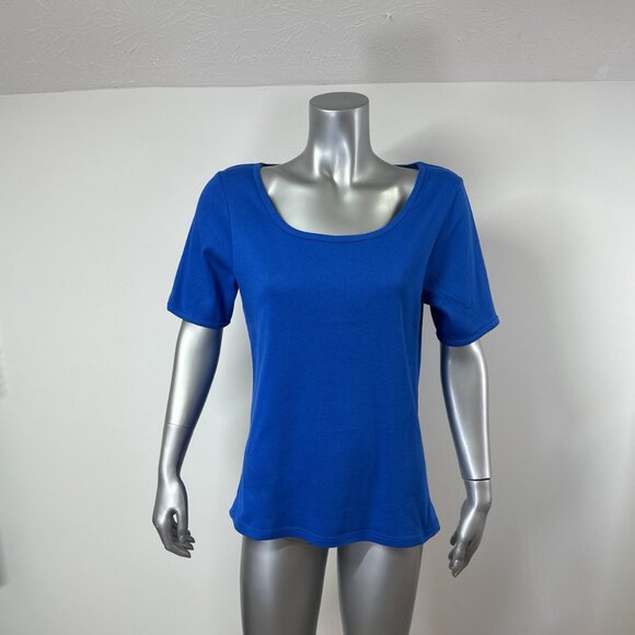NWOT Women's Short Sleeve Scoop Neck Top in Royal Blue - Picture 7 of 7